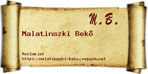 Malatinszki Bekő névjegykártya
