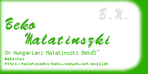 beko malatinszki business card